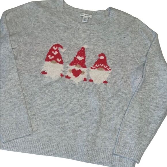 Cupcakes & Cahshmere Gray Gnome with Hearts  Long Sleeves Sweater Size XL - Picture 1 of 9